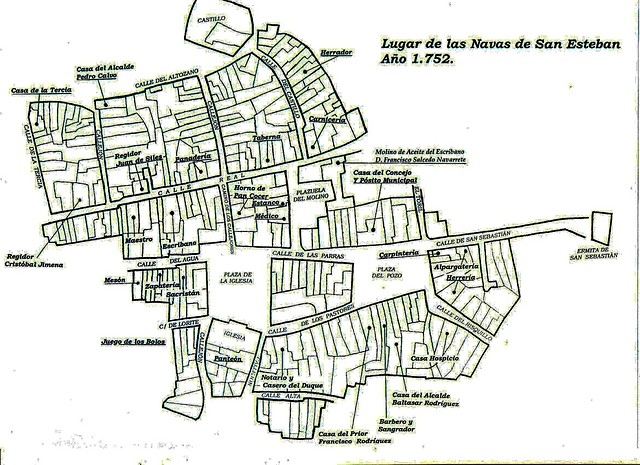 Molino del Escribano - Molino del Escribano. Plano 1752 basado en el Catastro del Marqus de la Ensenada y realizado por D. Manuel Valenzuela