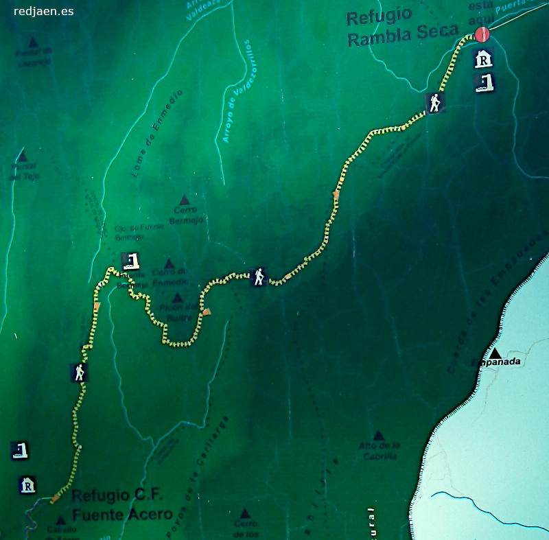 Sendero Refugio C.F. Fuente Acero - Refugio Rambla Seca - Sendero Refugio C.F. Fuente Acero - Refugio Rambla Seca. Mapa