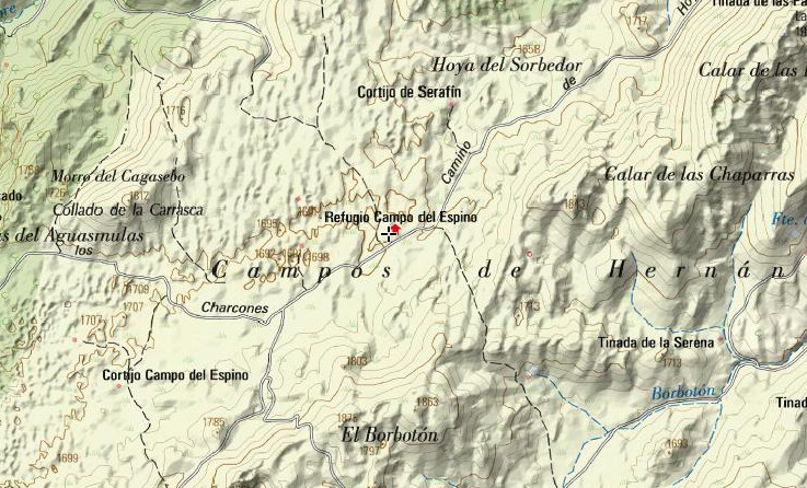 Refugio Campo del Espino - Refugio Campo del Espino. Mapa