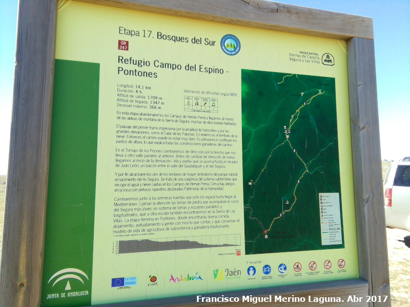 Sendero Refugio Campo del Espino - Pontones - Sendero Refugio Campo del Espino - Pontones. Cartel
