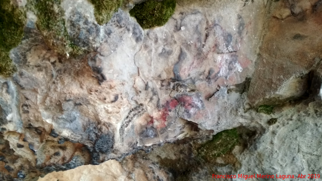 Pinturas rupestres de la Cueva de la Dehesa - Pinturas rupestres de la Cueva de la Dehesa. U invertida y restos desvados