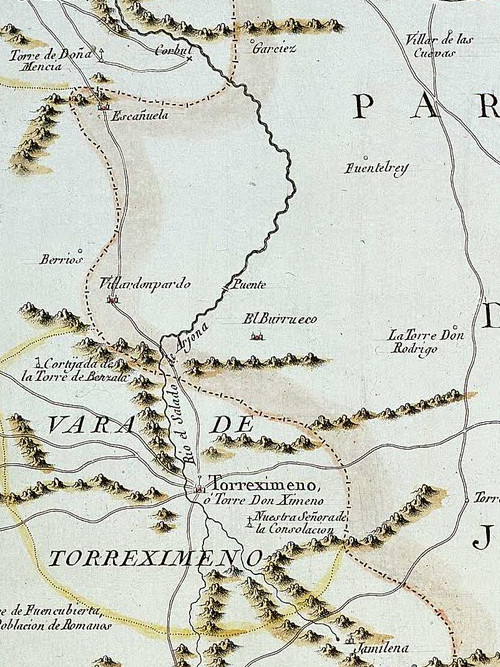 Castillo del Berrueco - Castillo del Berrueco. Mapa del Partido de Martos 1735