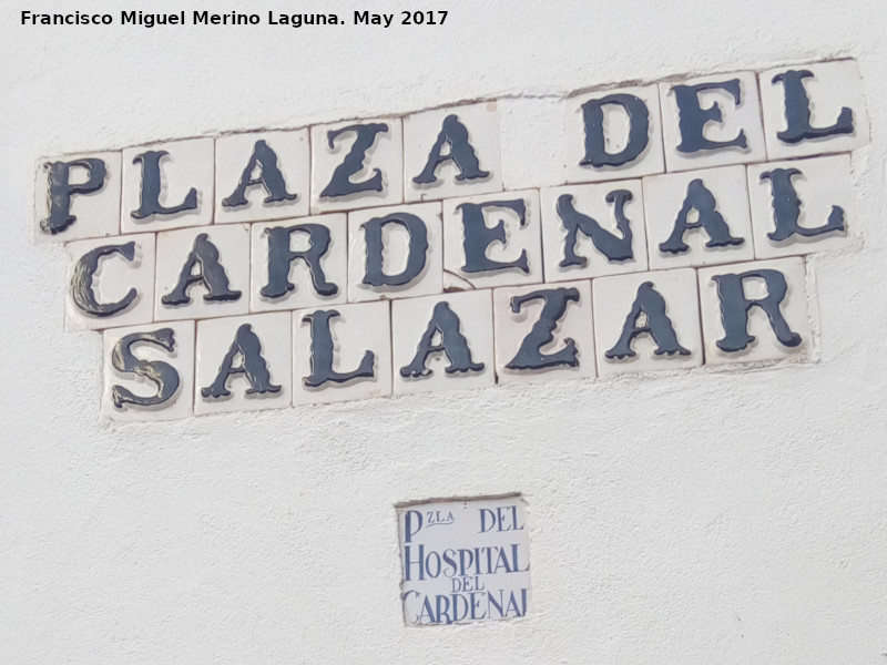 Plaza del Cardenal Salazar - Plaza del Cardenal Salazar. Azulejos y antigua placa