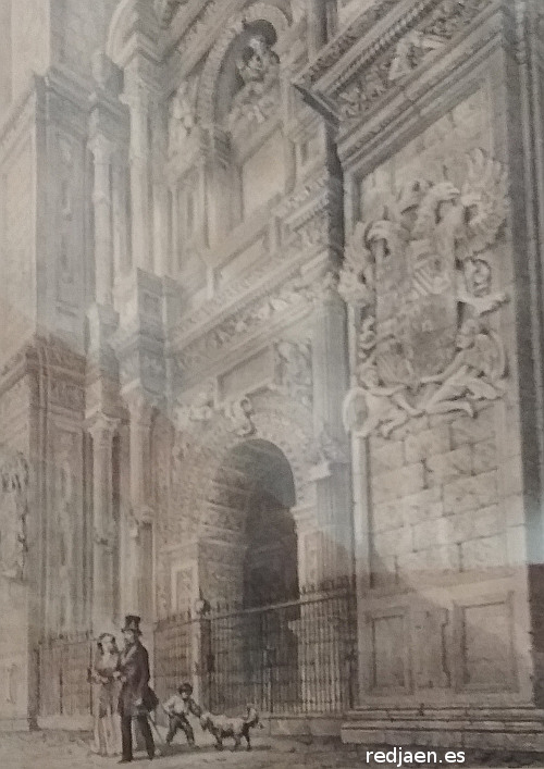 Catedral de Granada. Puerta del Perdn - Catedral de Granada. Puerta del Perdn. Dibujo antiguo. Casa de los Tiros