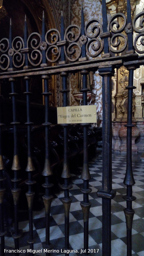 Catedral de Granada. Capilla de la Virgen del Carmen - Catedral de Granada. Capilla de la Virgen del Carmen. Reja