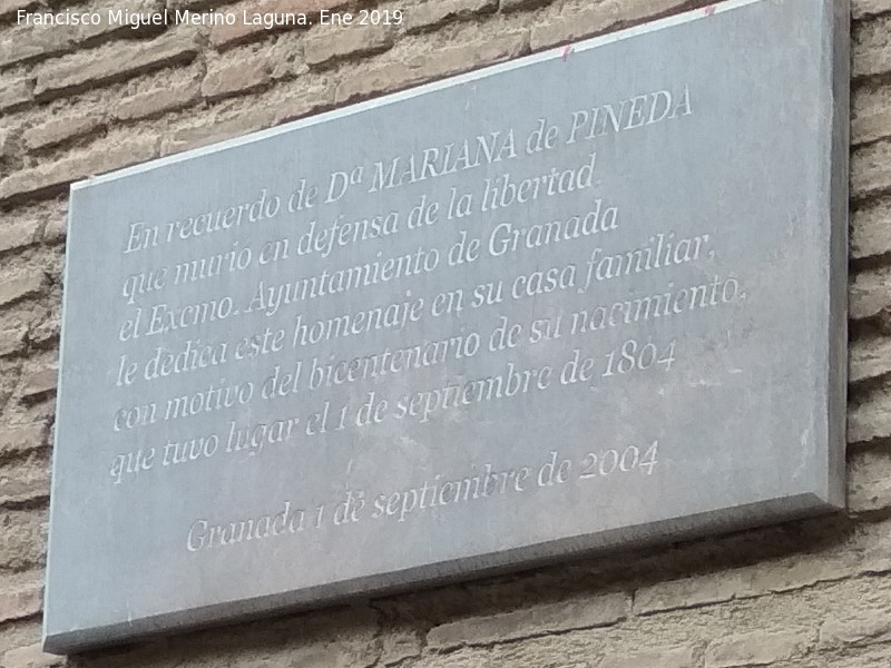 Palacio de Mariana Pineda - Palacio de Mariana Pineda. Placa