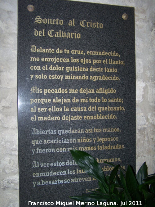 Ermita de El Calvario - Ermita de El Calvario. Soneto al Cristo del Calvario