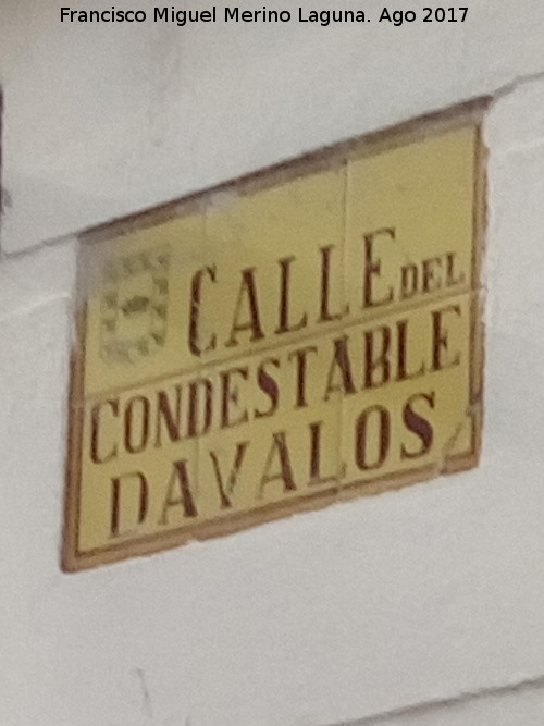 Calle Condestable Dvalos - Calle Condestable Dvalos. Placa