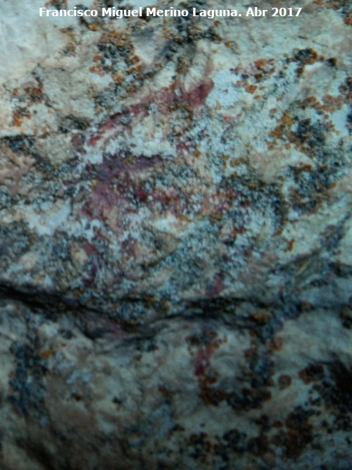 Pinturas rupestres del Abrigo de Aznaitn de Torres III - Pinturas rupestres del Abrigo de Aznaitn de Torres III. Zooformo inferior izquierdo del grupo I