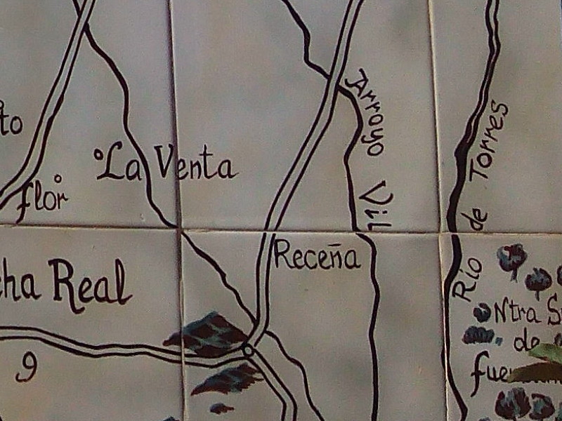 Castillo de Recena - Castillo de Recena. Mapa de Bernardo Jurado. Casa de Postas - Villanueva de la Reina