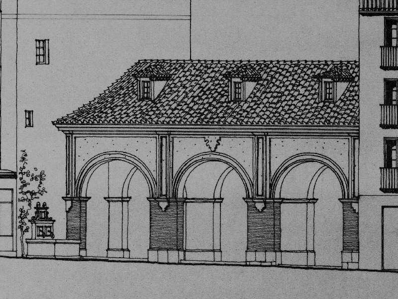 Antiguo Colegio de Mdicos - Antiguo Colegio de Mdicos. Alzado del proyecto de susticin del Colegio de Mdicos a la Calle Ramn y Cajal. IPCE 1978