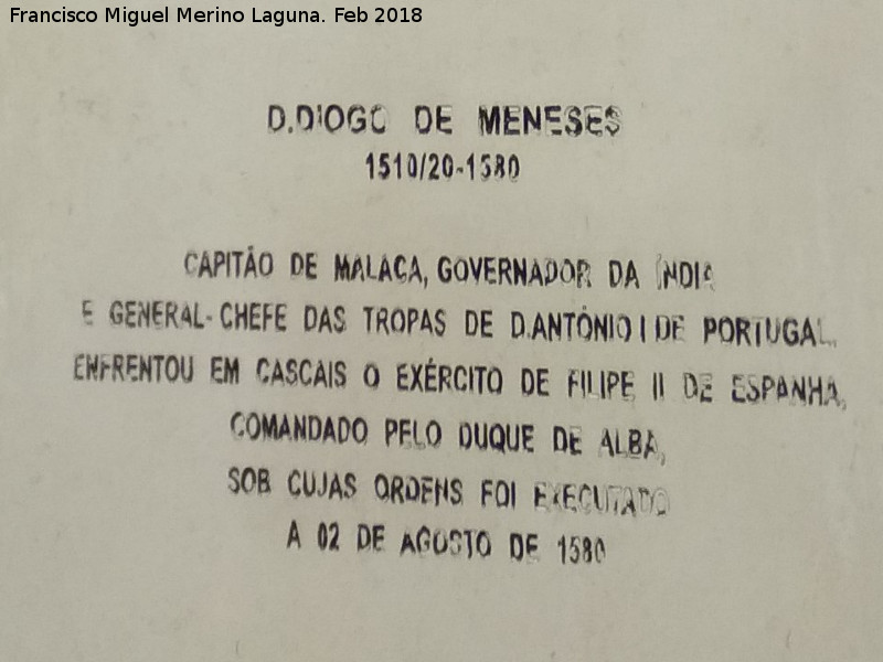 Monumento a Diogo de Meneses - Monumento a Diogo de Meneses. Inscripcin
