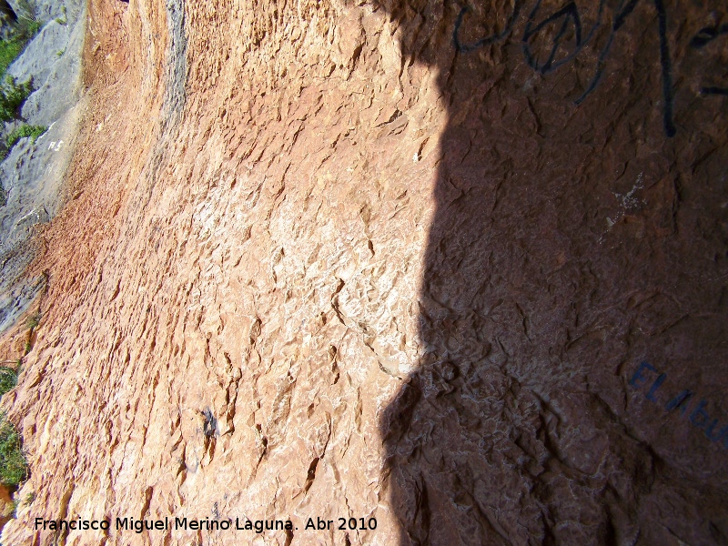 Pinturas rupestres de la Fuente de la Pea V - Pinturas rupestres de la Fuente de la Pea V. Suelo desgastado