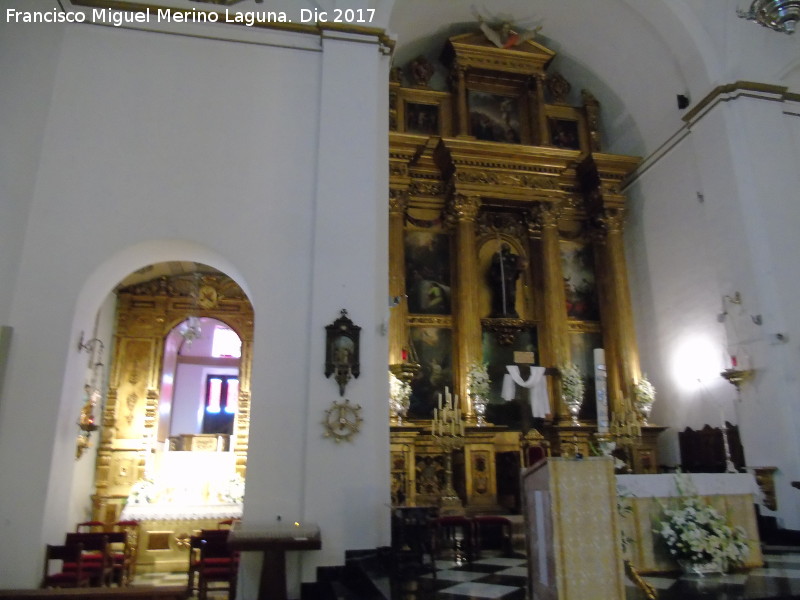 Iglesia de Santiago el Mayor - Iglesia de Santiago el Mayor. Camarn y retablo