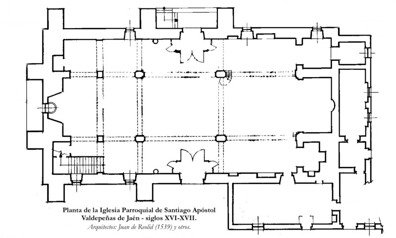 Iglesia de Santiago el Mayor - Iglesia de Santiago el Mayor. Plano. Fuente Wikipedia