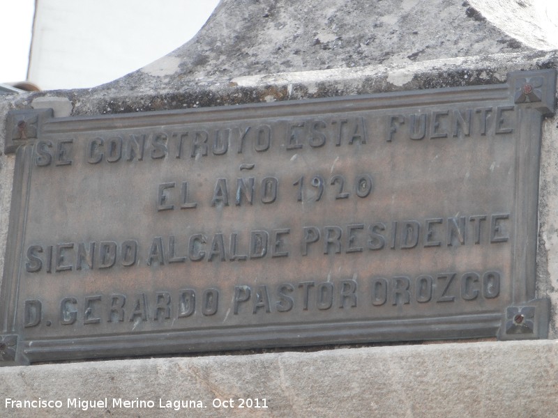 Fuente de los Caos - Fuente de los Caos. Placa