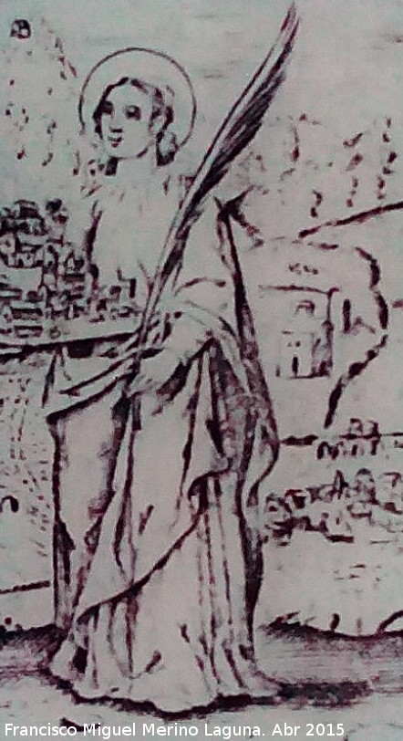 Batn de Santa Potenciana - Batn de Santa Potenciana. Dibujo de Martn Ximena Jurado de 1654 donde se ve el puente y dos molinos, uno ser ste