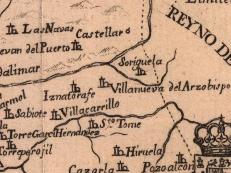 Historia de Villanueva del Arzobispo - Historia de Villanueva del Arzobispo. Mapa 1788