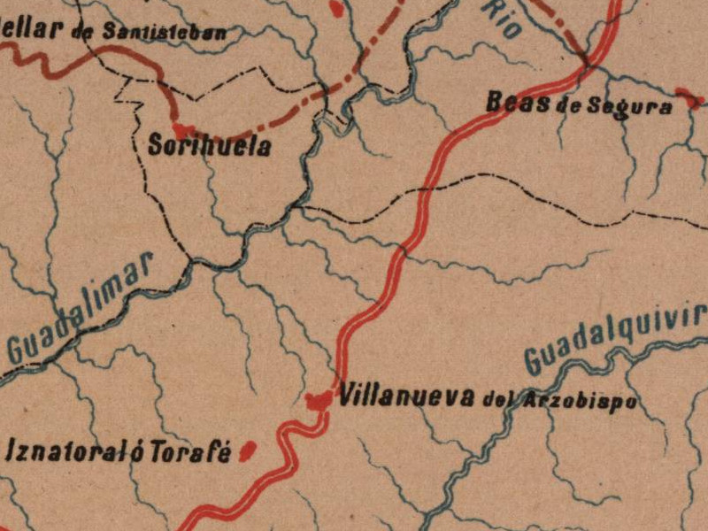 Historia de Villanueva del Arzobispo - Historia de Villanueva del Arzobispo. Mapa 1885