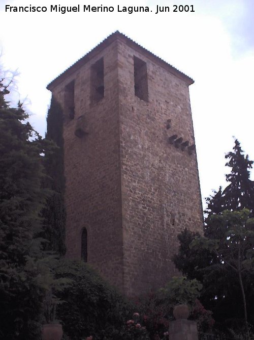 Castillo de La Moraleja - Castillo de La Moraleja. Torre del Homenaje con su acceso elevado y su matacn cubierto protegiendo la entrada
