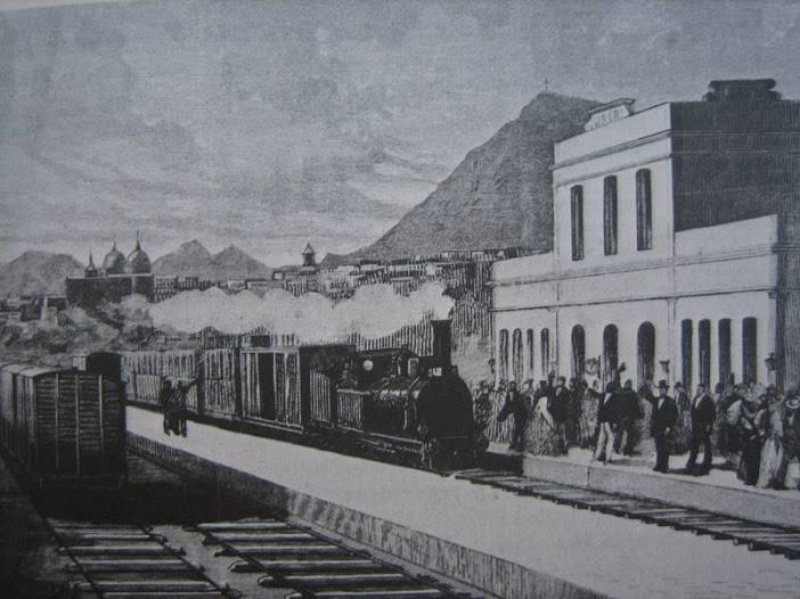 Estacin de Jan - Estacin de Jan. Llegada del primer tren a Jan 18-8-1881