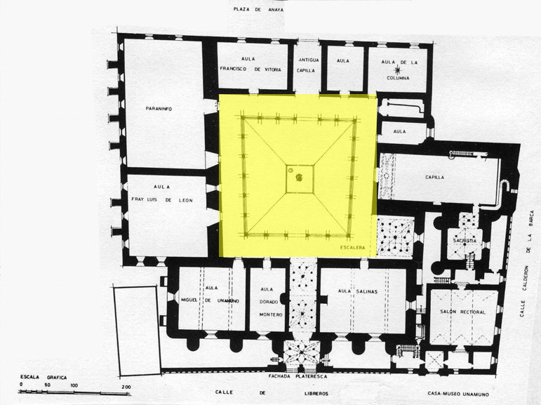 Escuelas Mayores. Patio - Escuelas Mayores. Patio. Planta baja. Plano de Ildefonso Gago