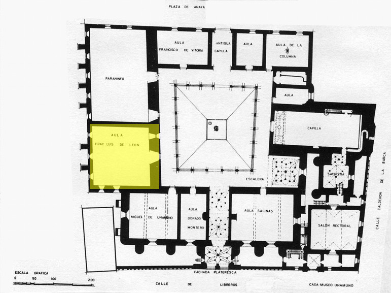 Escuelas Mayores. Aula Fray Luis de Len - Escuelas Mayores. Aula Fray Luis de Len. Planta baja. Plano de Ildefonso Gago