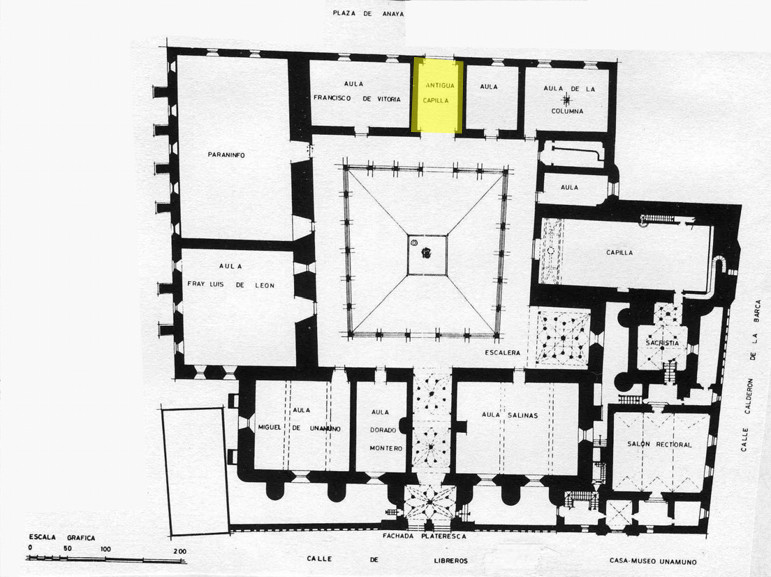 Escuelas Mayores. Antigua Capilla - Escuelas Mayores. Antigua Capilla. Planta baja. Plano de Ildefonso Gago