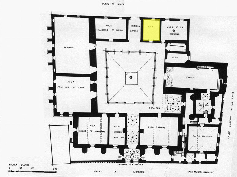 Escuelas Mayores. Aula Alfonso X el Sabio - Escuelas Mayores. Aula Alfonso X el Sabio. Planta baja. Plano de Ildefonso Gago