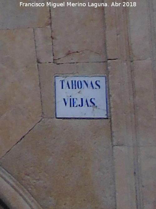 Calle Tahonas Viejas - Calle Tahonas Viejas. Placa antigua