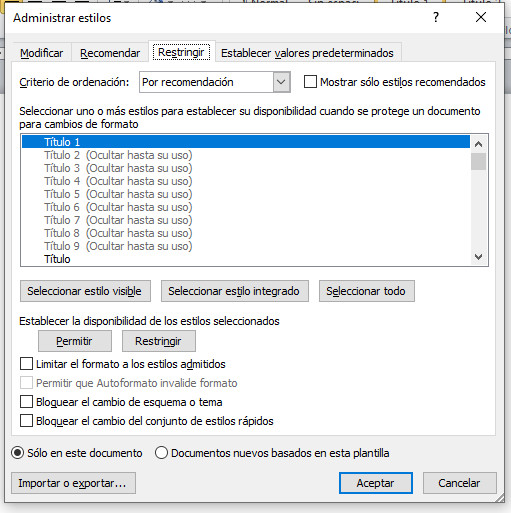 Word 2010. Estilos.