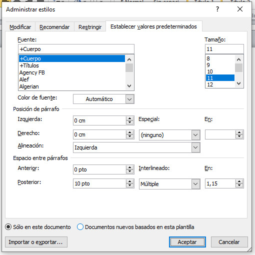 Word 2010. Estilos.