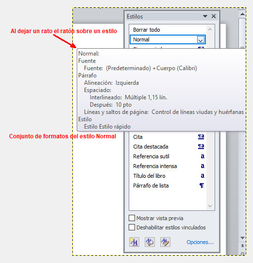 Word 2010. Estilos.