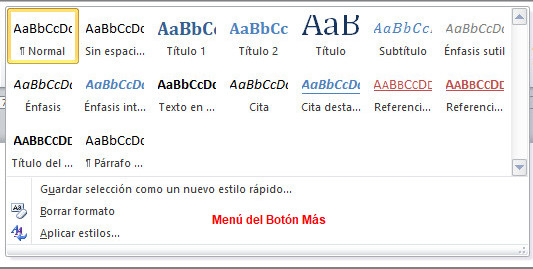 Word 2010. Estilos.