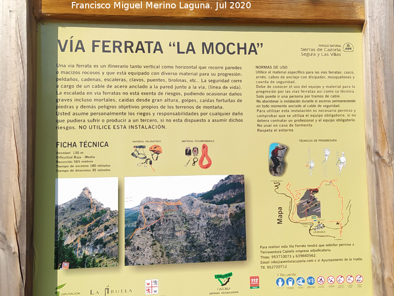 V�a ferrata La Mocha - V�a ferrata La Mocha. Cartel