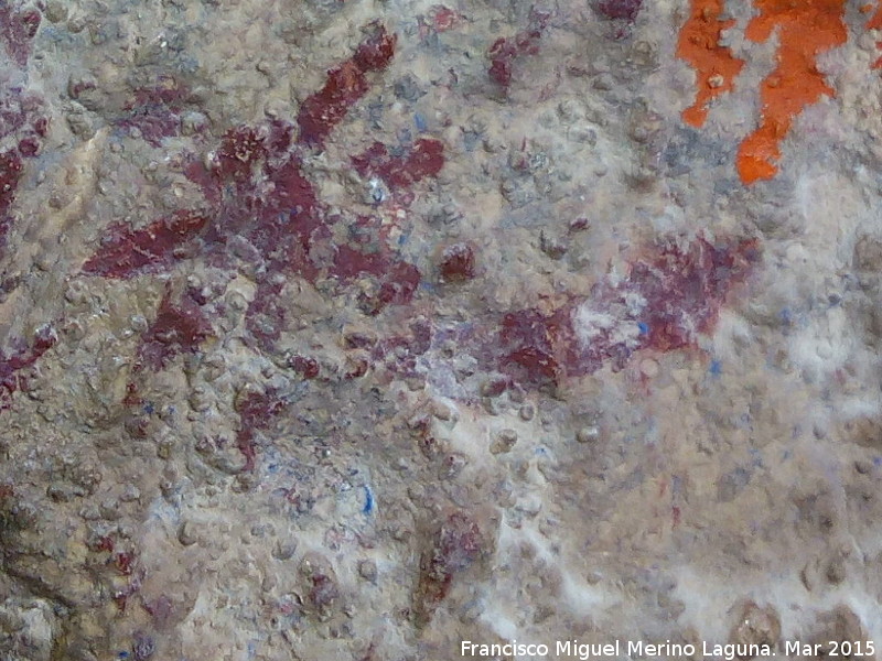 Pinturas rupestres de la Cueva de los Herreros Grupo XI - Pinturas rupestres de la Cueva de los Herreros Grupo XI. Cnido inferior del grupo principal