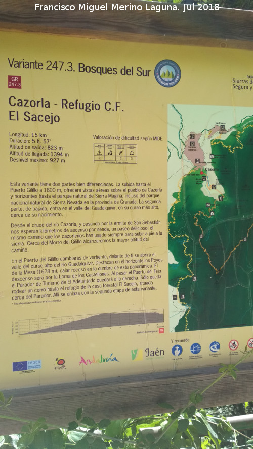Sendero Cazorla - Refugio C.F. Sacejo - Sendero Cazorla - Refugio C.F. Sacejo. Cartel