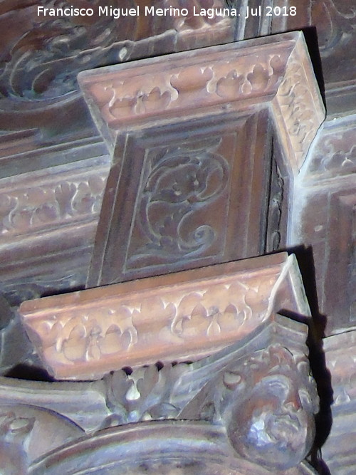 Catedral de Jaén. Coro. Entrada del Arca en Jerusalén - Catedral de Jaén. Coro. Entrada del Arca en Jerusalén. Pedestal derecho