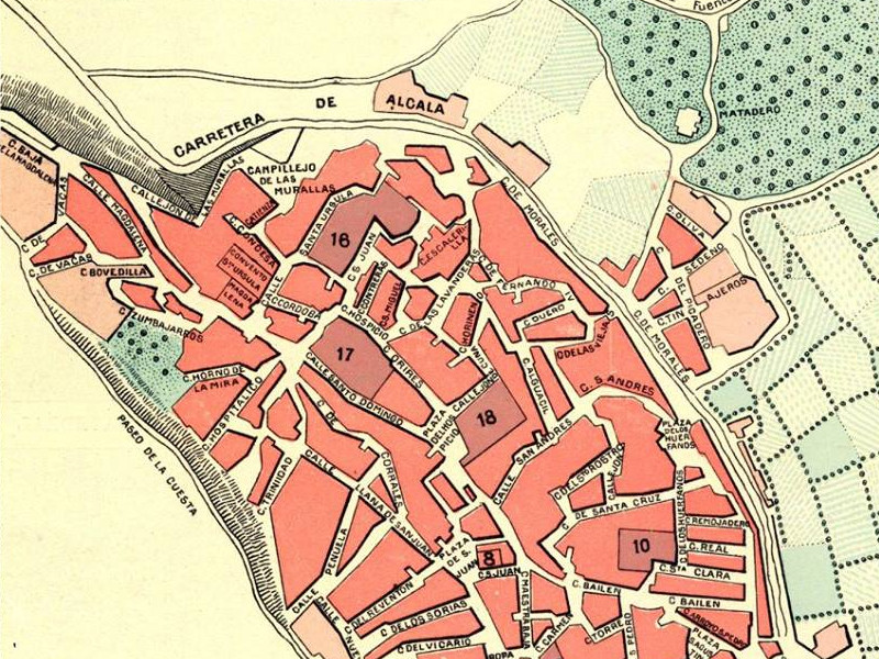 Calle Milln de Priego - Calle Milln de Priego. Mapa de principios del siglo XX