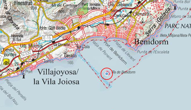 Isla de Benidorm - Isla de Benidorm. Mapa