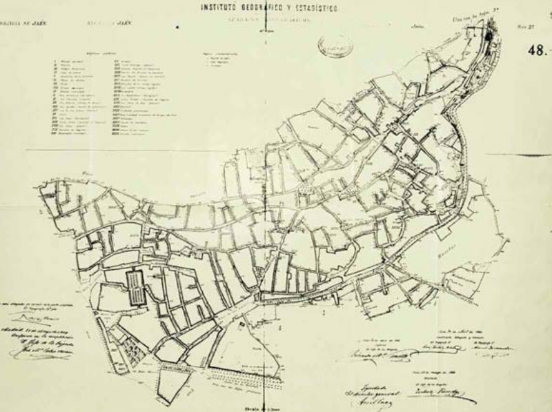Historia de Jan. Urbanismo - Historia de Jan. Urbanismo. La ciudad medieval. Plano de Jan 1892