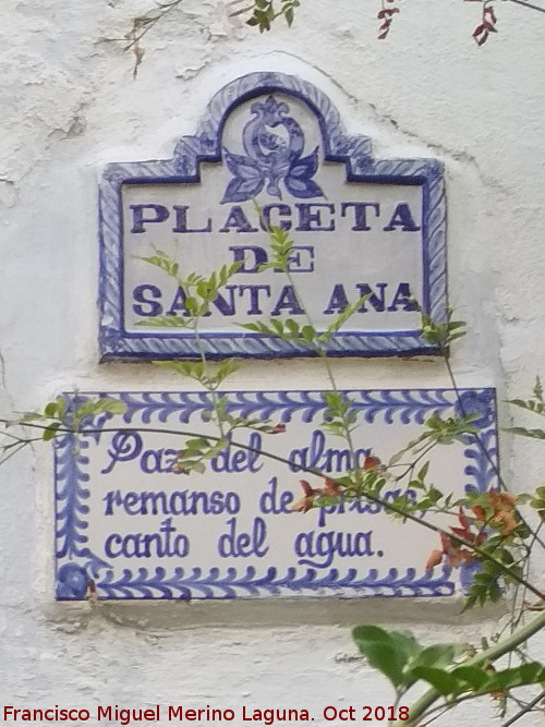 Placeta de Santa Ana - Placeta de Santa Ana. Placa