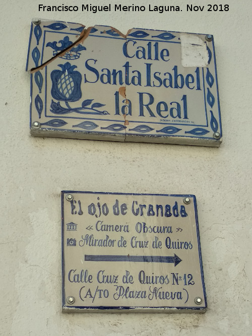 Calle Santa Isabel la Real - Calle Santa Isabel la Real. Placa