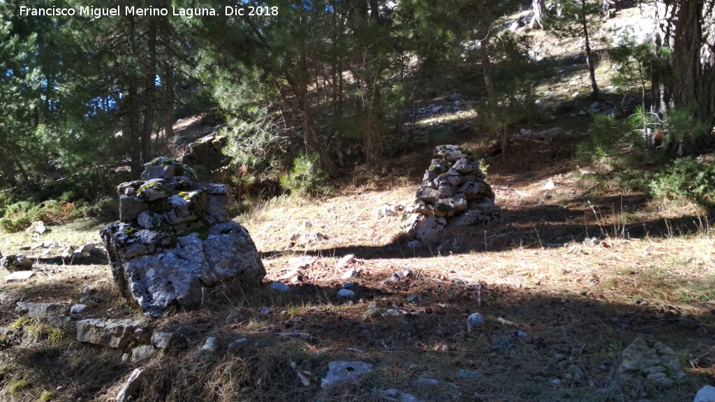 Camino viejo de la Cueva de los Alcaetes - Camino viejo de la Cueva de los Alcaetes. Mojones sobre el camino viejo