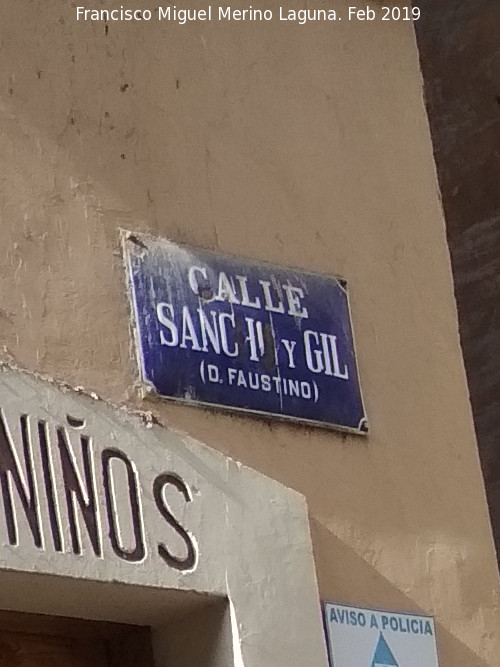 Calle Sancho y Gil - Calle Sancho y Gil. Placa antigua