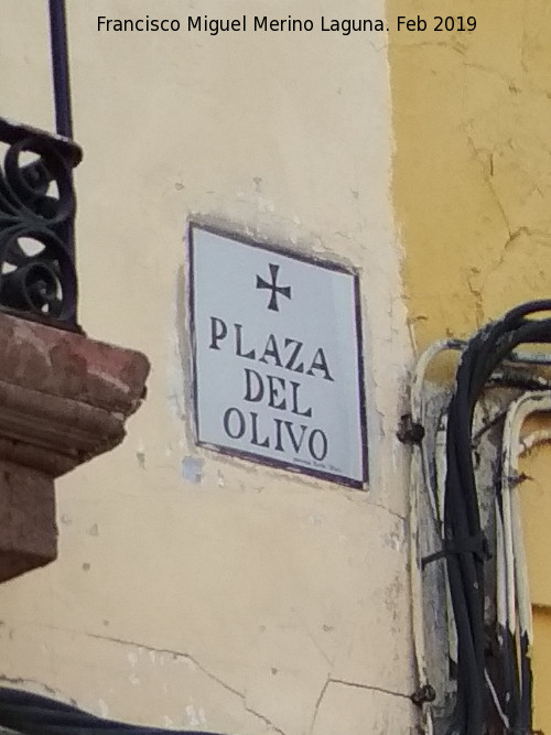 Plaza del Olivo - Plaza del Olivo. Placa antigua