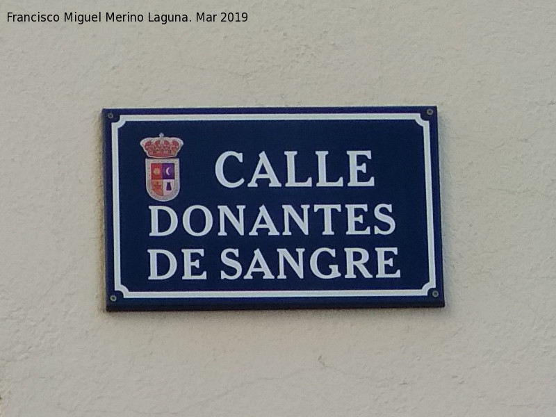 Calle Donantes de Sangre - Calle Donantes de Sangre. Placa