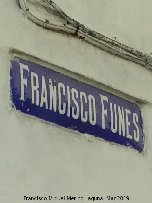 Calle Francisco Funes - Calle Francisco Funes. Placa antigua