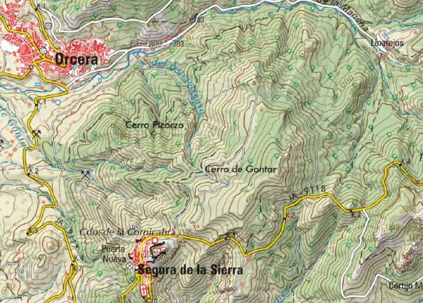 Cerro Gontar de Segura - Cerro Gontar de Segura. Mapa