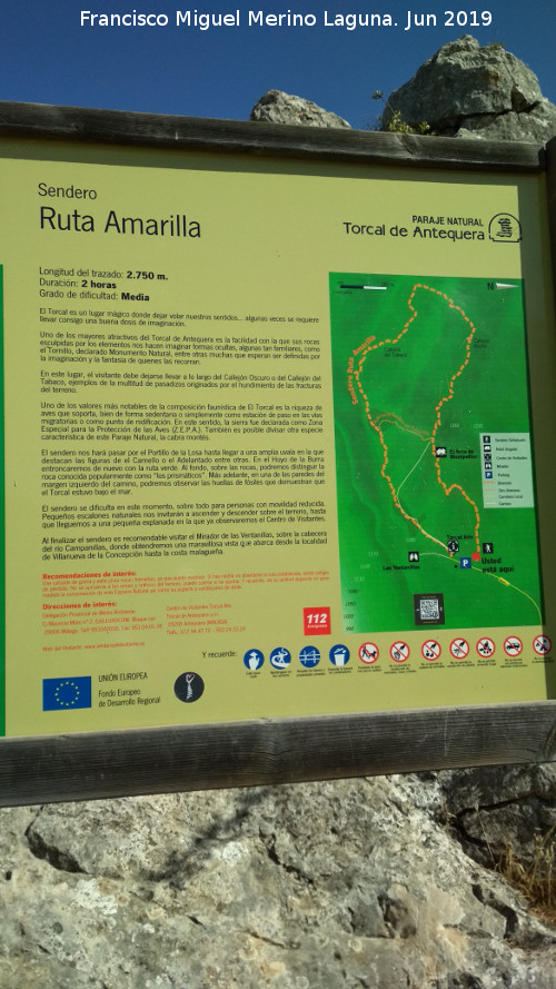 Torcal de Antequera. Ruta Amarilla - Torcal de Antequera. Ruta Amarilla. Cartel